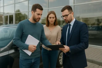 Kupujúci sa radia s predajcom o aute zo zahraničia.