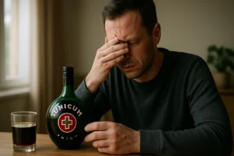 Muž s Unicum trpiaci ospalosťou a zdravotnými problémami