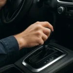 Ruka ovládajúca automatickú prevodovku EAT6 v modernom aute.