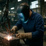 Technik pracuje s impulzným zváraním v modernom výrobnom prostredí.