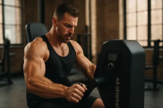 Muž cvičiaci na AB Generátore v posilňovni