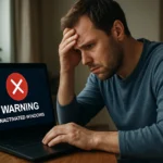 Muža znepokojuje upozornenie o neaktivovanom Windows na notebooku.