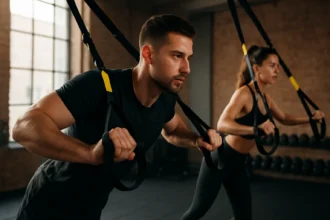 Cvičenie s TRX systémom na formovanie postavy a budovanie svalov.