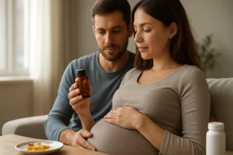 Rodičovský pár s vitamínmi a tipmi na plodnosť