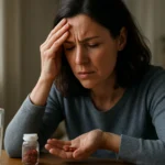 Žena so stresom a bolesťou nervov, užívajúca Milgamma kapsuly.