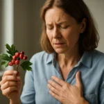 Žena skúma hloh, ktorý môže podporiť zdravie srdca.