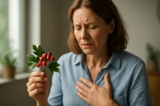 Žena skúma hloh, ktorý môže podporiť zdravie srdca.