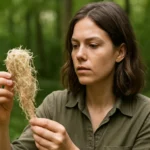 Žena skúma celulózu v prírodnom prostredí.