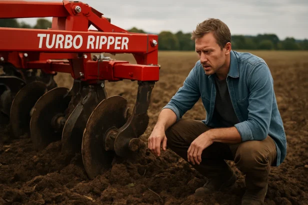 Mužiť pri poľnohospodárskej pôde sleduje Turbo Ripper.