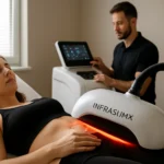 Žena undergoing InfraslimX terapia na spaľovanie tuku