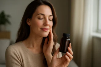 Žena objavuje účinky marhakolagénu na krásu a zdravie.