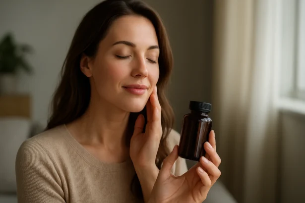 Žena objavuje účinky marhakolagénu na krásu a zdravie.