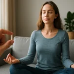 Žena medituje a pripravuje sa na suplementáciu GABA aminokyselinou.