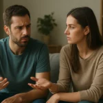 Muž a žena diskutujú o svojich pocitoch vo vzťahu.