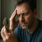 Muž premýšľa o účinkoch THC na svoj mozog