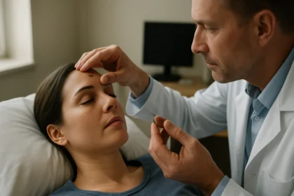 Lekár kontroluje funkciu epifýzy u pacienta počas terapie.