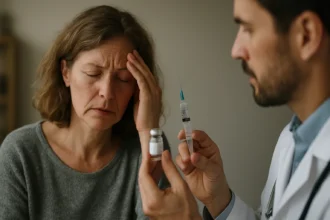 Žena zažíva bolesť, zatiaľ čo dostáva morfínovú terapiu.