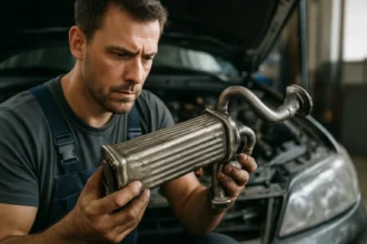 Mechanik kontroluje EGR chladič pri aute