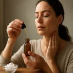 Žena aplikuje kámforový olej na pokožku pre jeho zdravotné benefity.