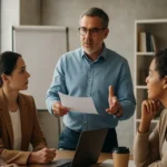 Skupina profesionálov na odbornom workshope, ktorý sa zaoberá kariérnym rastom.