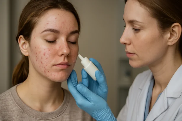 A dermatology consultation with isotretinoin treatment for acne.
