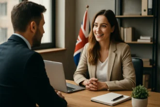 Porada na zakladanie firmy v Anglicku s britskou vlajkou v pozadí