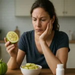 Žena skúma Garcinia Cambogia ako prostriedok na chudnutie.