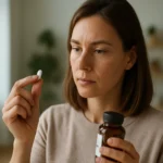 Žena zvažuje užitie L-lyzínu ako doplnku stravy.