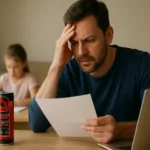 Muž skúma zloženie energetického nápoja Hell Energy.