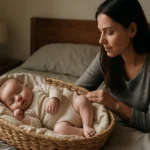 Bábätko spí v hniezde s matkou pri ňom