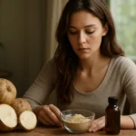 Žena skúma Pueraria Mirifica na zlepšenie zdravia a krásy.