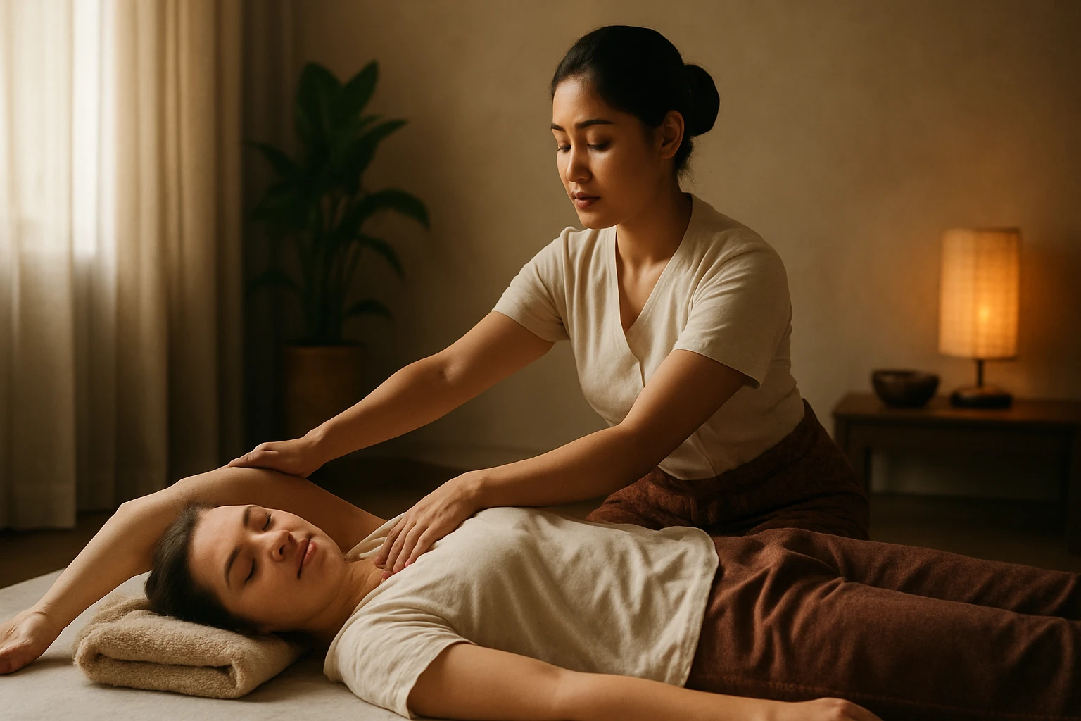 Thajská masáž zlepšuje pohyblivosť a uvoľňuje napätie.