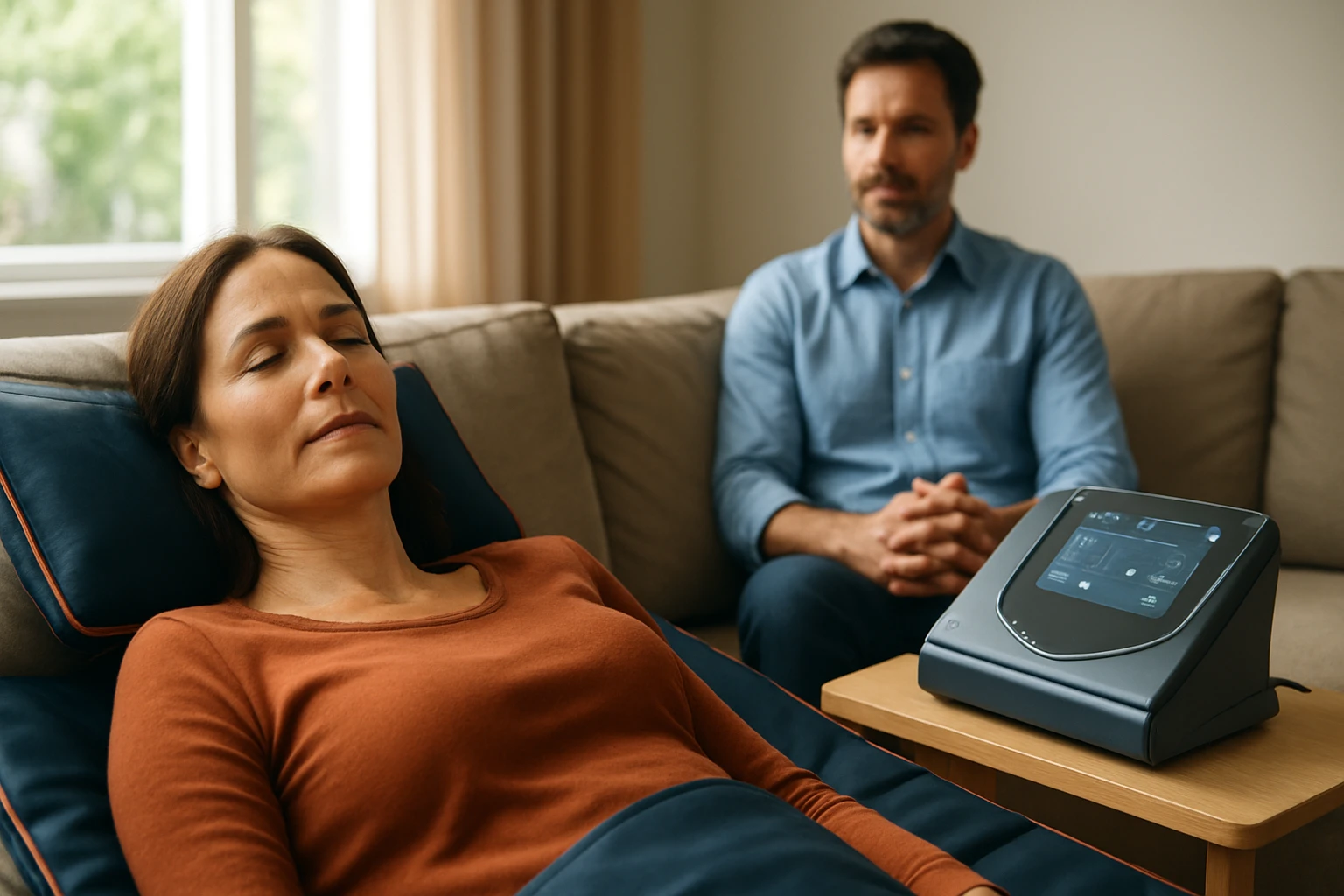 Žena podstupuje BEMER terapiu na zlepšenie zdravia a pohody.