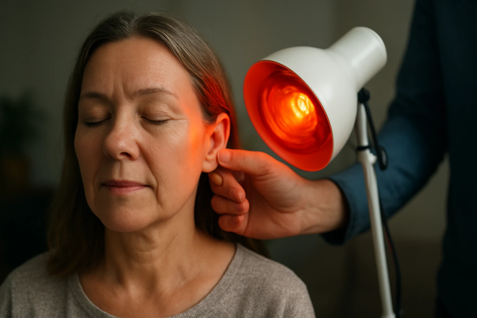Použitie infralampy na uvoľnenie napätia v ušiach a zlepšenie pohody