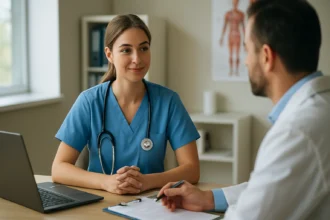 Zdravotnícky asistent diskutuje so svojím nadriadeným