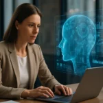 Žena pracujúca s technológiami a umelou inteligenciou