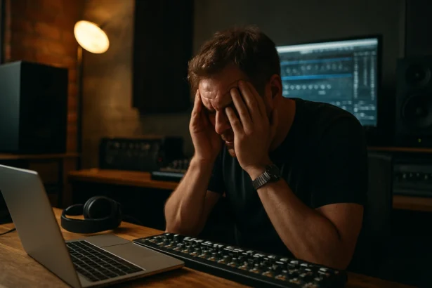 Zúfalý hudobný producent čelí výzvam v štúdiu