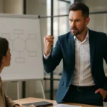 Líder ukazuje koučingové zručnosti vo firemnom prostredí