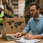 Logistický expert pracuje na optimalizácii dodávateľského reťazca.