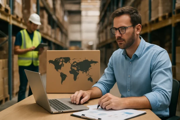 Logistický expert pracuje na optimalizácii dodávateľského reťazca.