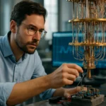 Vedec pracujúci na kvantovom počítači v laboratóriu v Budapešti