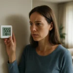 Žena kontroluje senzory vlhkosti pre optimalizáciu vnútorného ovzdušia.