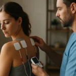 Žena podstupujúca TENS terapiu pre úľavu od bolesti