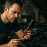 Mechanik skúma samozápalnú cievku vo svojom aute