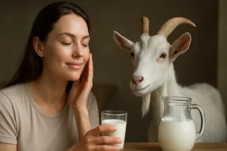 Žena s kozie mlieko a kozou, objavujúca tajomstvá krásy