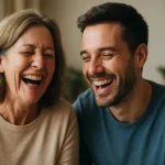 Radostní ľudia sa smejú a užívajú si spoločný čas.