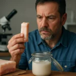 Muž skúma bravčovú masť a jej účinky na zdravie