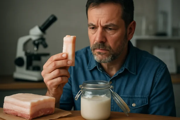 Muž skúma bravčovú masť a jej účinky na zdravie