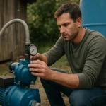 Muž kontroluje hydrofor pre efektívne zásobovanie vodou