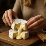 Krájanie syra Camembert a natieranie na chlieb